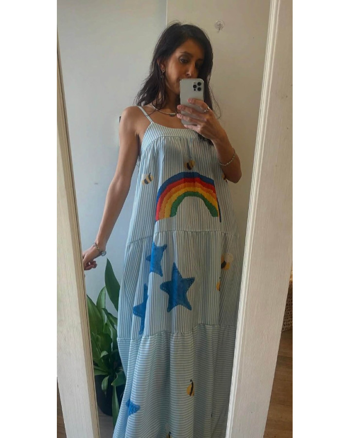RAINBOW LIGHT BLUE BEE DRESS